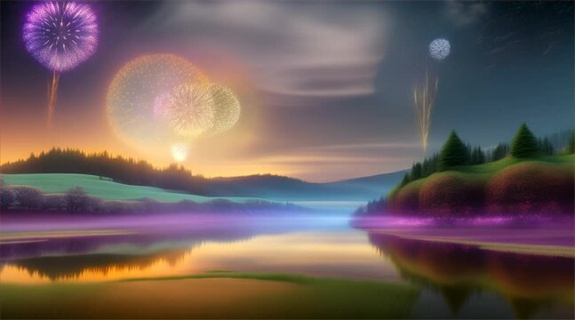 Paints the sky over rivers and meadows with colorful fireworks, creating a stunning night view.