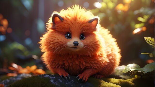 "Experience the vivid colors and attention to detail in this 8k render of a cute and wild creature, its fur and feathers glistening in the light. The rule of thirds composition adds depth and dimensio