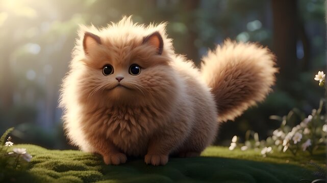 "Step into a world of wonder with this high detail render of a fluffy and adorable creature, its features and surroundings brought to life in 8k resolution. The rule of thirds depth of field adds a to