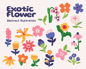 Beautiful cute flower vector, flower bouquet, abstract flower, flower collection