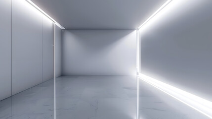 Minimalist wall room with led light AI Image Generative