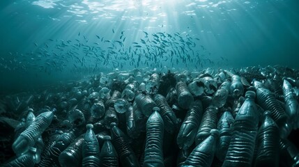This image depicts a heartbreaking view beneath the oceans surface - obrazy, fototapety, plakaty