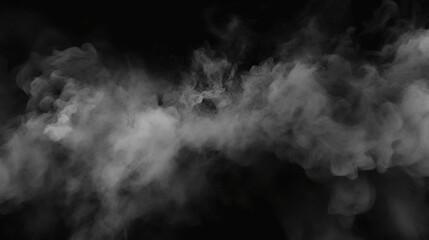 smoke clouds fog on black background. 