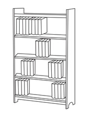 Safe Almirah Vector Illustration, shelves with books, bookshelf background, Showcase Outline Illustrations & Vectors