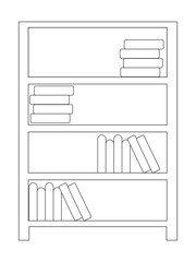 Safe Almirah Vector Illustration, shelves with books, bookshelf background, Showcase Outline Illustrations & Vectors