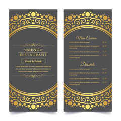 Luxury restaurant menu with logo ornament