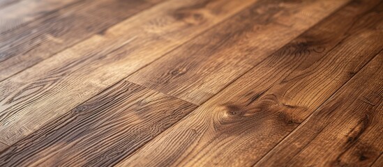 Detailed close up view of a beautiful hardwood floor in a rustic home interior - obrazy, fototapety, plakaty