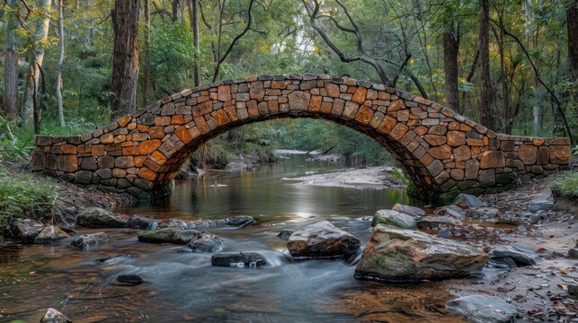 Stone bridge at the cedar Creek, Samford, Brisbane, Queensland, like in a fairy tale