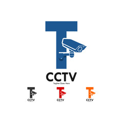 Letter t with cctv design logo template illustration.