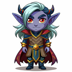 Dark Elf, cute God, real print Style, Full body, white background