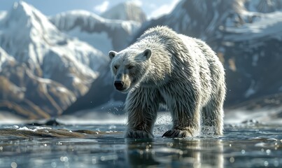 Polar Bear on Ice Majestic Creature