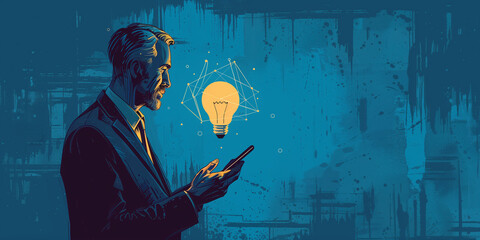 Illuminating Success: Businessman Conceptualizing Innovation and Ideas