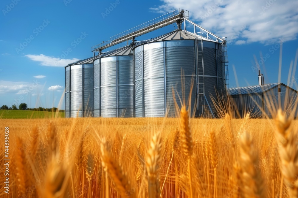 Poster elevator on a farm. background with selective focus and copy space