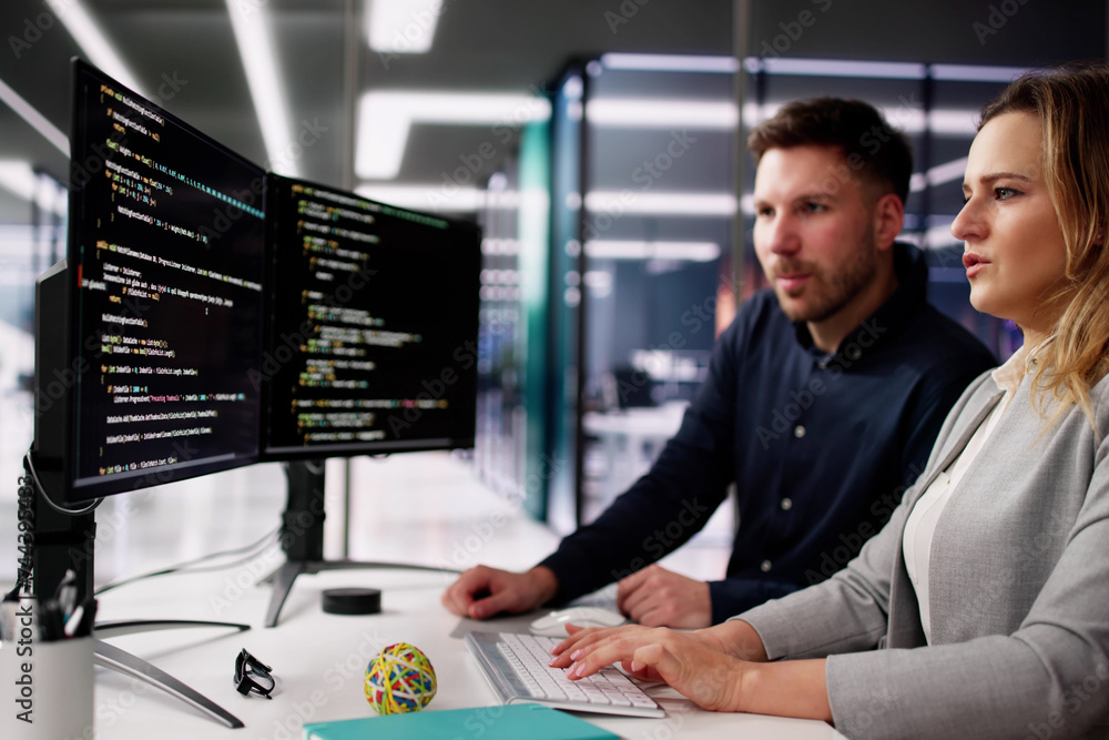 Canvas Prints coder using computer at desk