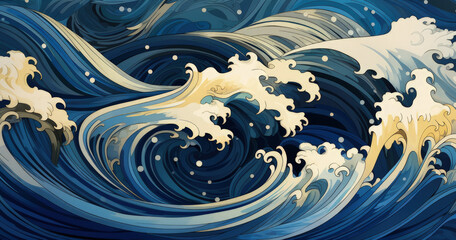 navy blue Gold abstract wave line arts background vector. Luxury wall paper design for prints, wall arts and home decoration, cover and packaging design