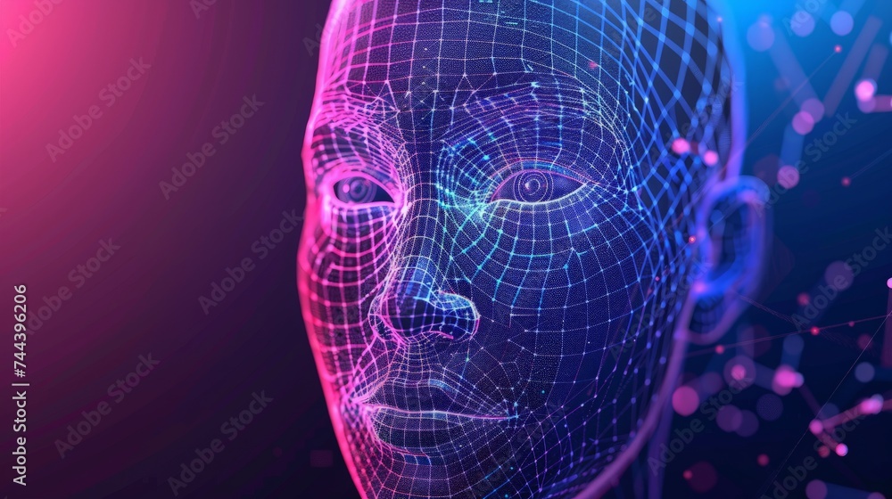 Poster stock illustration of technology futuristic circuit digital, abstract sci-fi user interface concept 