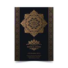 Elegant mandala wedding invitation card template design