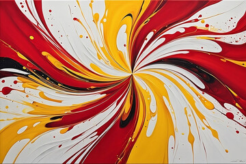 painting of a red and yellow abstract painting with a white background, an abstract painting