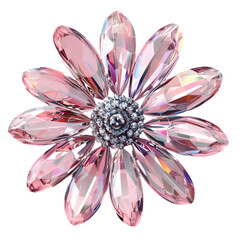 pink daisy made of crystal isolated on transparent background,transparency 