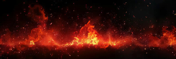 Fototapeta na wymiar red fire particles lights on black background, fire in motion blur.,Flame, fire with smoke on dark background