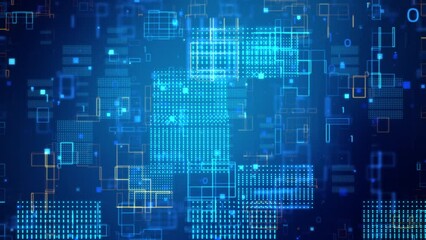 Abstract blue squares in a digital pattern, reminiscent of a futuristic tech backdrop digital data transfer cyberspace background concept.