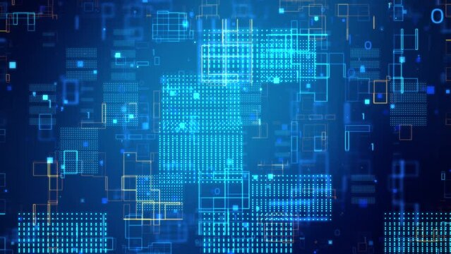 Abstract blue squares in a digital pattern, reminiscent of a futuristic tech backdrop digital data transfer cyberspace background concept.