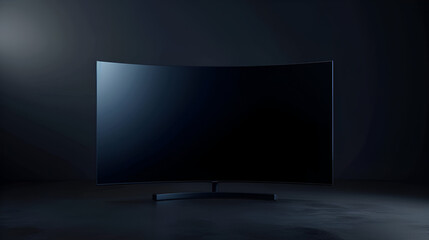 Remo989 Isolated Flat or Curved Television TV Set Screen on Black Background, Entertainment Electronics Device Display, Modern Digital Screen Technology, Generative AI

