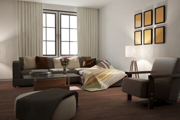 Modern interior design. 3D illustration