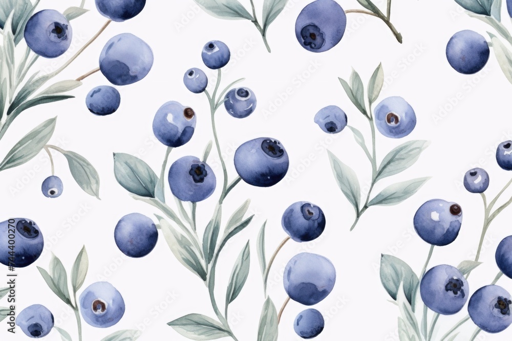 Wall mural Blueberry pattern on light background