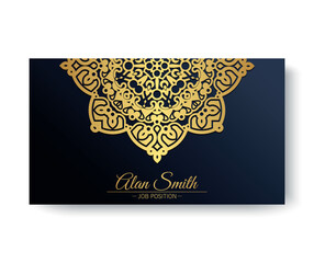 Luxury blue mandala business card template