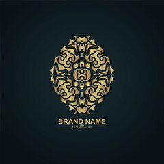 luxury ornament logo line art