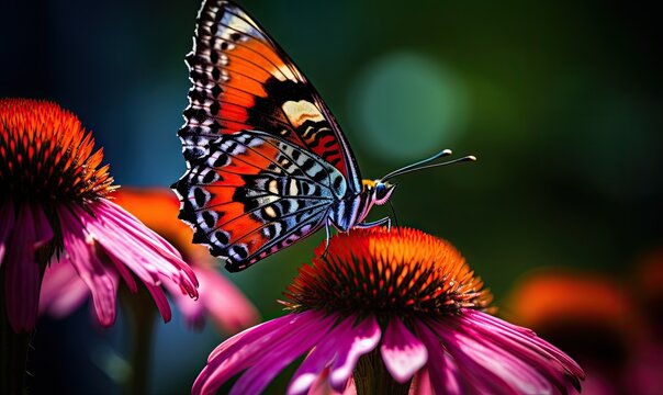 Butterfly Perched on a Purple Flower.