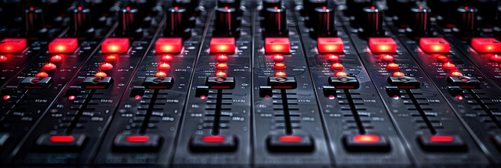 audio mixing console,
Musical producer workplace concept