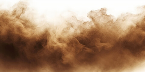 brown smoke cloud on white, brown splash painting on white background, brown powder dust paint brown explosion explode burst isolated splatter abstract.brown smoke or fog particles explosive  - obrazy, fototapety, plakaty
