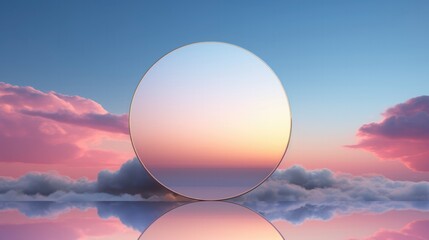 Surreal sunset with abstract mirror reflection.