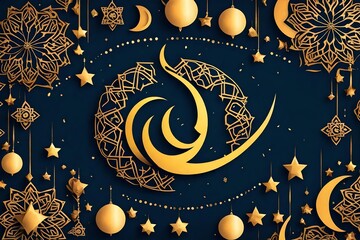 Ramadan lantern with crescent moon and podium as luxury islamic background. Decoration for ramadan kareem, mawlid, iftar, isra miraj, eid al fitr adha