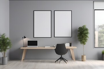 empty frame layout in the office interior, 3d rendering
