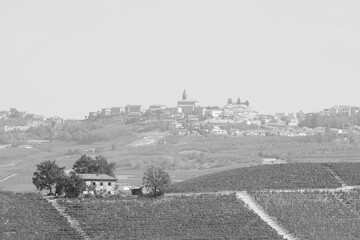 Piedmontese village in black and white