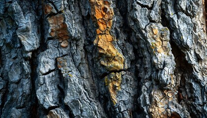 a close up of a tree trunk with yellow paint on it