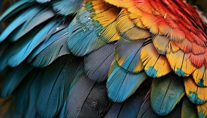 Obraz premium a close up of a colorful bird's feathers