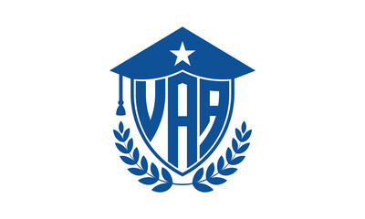 VAA three letter iconic academic logo design vector template. monogram, abstract, school, college, university, graduation cap symbol logo, shield, model, institute, educational, coaching canter, tech