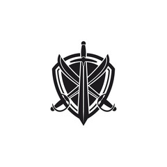 Vector Logo art for Small Business Shop and Game Company. sword and shield theme design