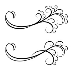 Decorative vector ornament for frame, border, tattoo, print. Design element made of black linear swirls, isolated on white background.