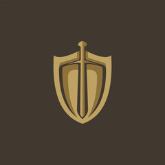 Vector Logo art for Small Business Shop and Game Company. sword and shield theme design