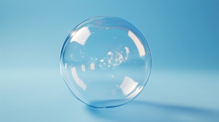 A flat top transparent bubble is presented against a blue background.