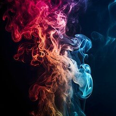 Obraz premium a group of colorful smokes on a black background