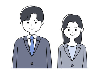 Fototapeta premium スーツ姿の若い男女のイラスト