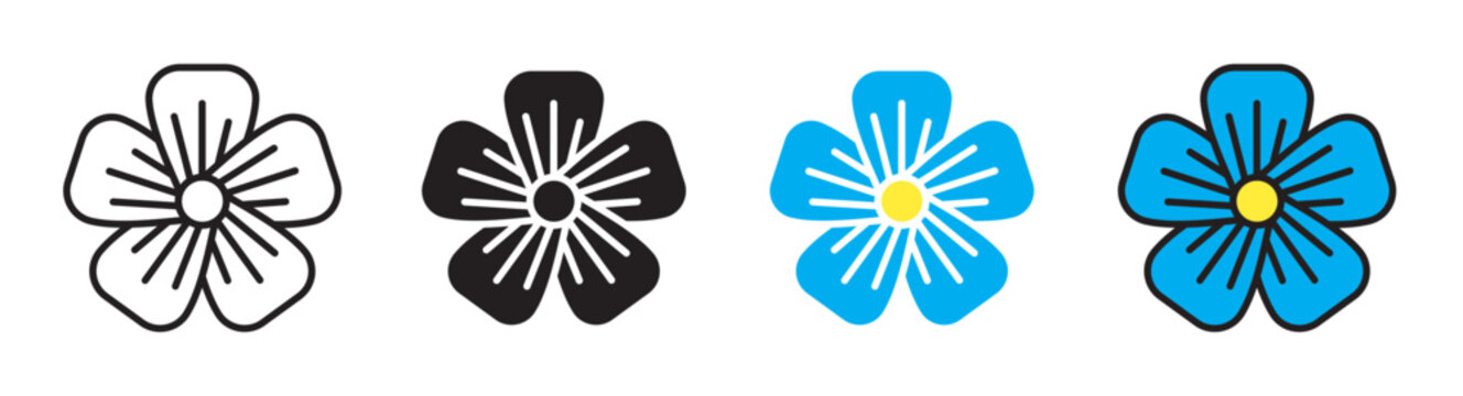 Flax Flower Vector Illustration Set. Flaxseed Seed Linseed Sign Suitable for Apps and Websites UI Design Style.