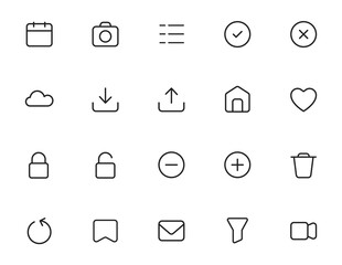 Fototapeta premium User interface icons. Set of user interface icons. User interface icons pack. Simple line style user interface icons. Isolated on white background.
