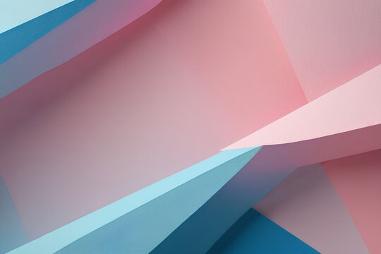 Pastel pink and blue abstract geometric shapes background